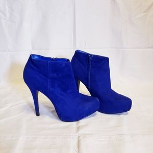 COBALT ELECTRIC BLUE VEGAN SUEDETTE ANKLE BOOTIE
